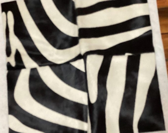 Package of 5 Cut and Sewn Zebra Hair On Cowhide. Leather Remnants. CL41