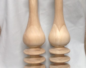 Package of 2 19 inch Unfinished Wooden Bedpost Finials #FN19. Decorations