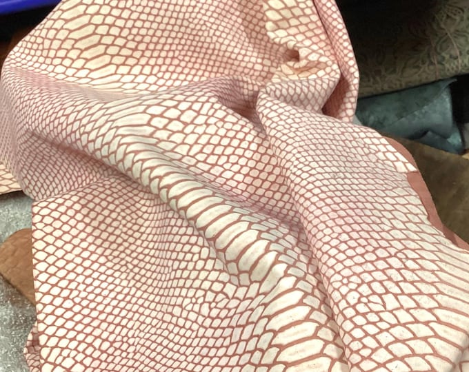 Pink Embossed Python Leather Cowhide. Remnants. Hides. Cowhides.  OSM417