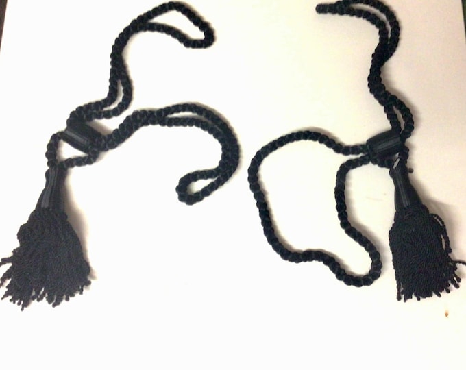 carton of 12  Black 24 inch, 5 1/2 Tassels. Tiebacks.  TR01