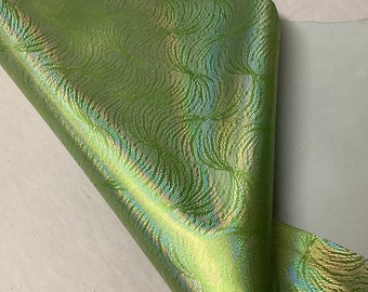 Green iridescent Printed Pattern Leather Lambskin.  OSM1539