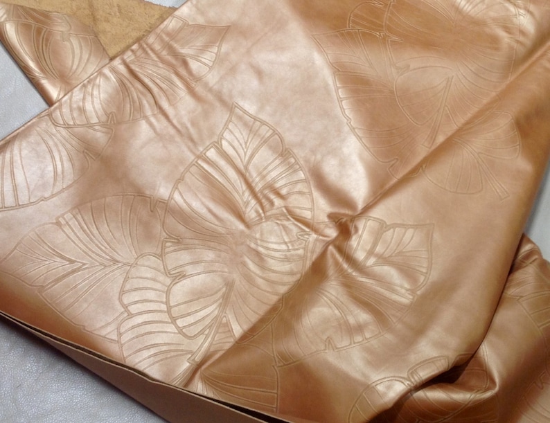 Golden Caramel Embossed Palm Leaves Cowhide Leather Partials DD2039