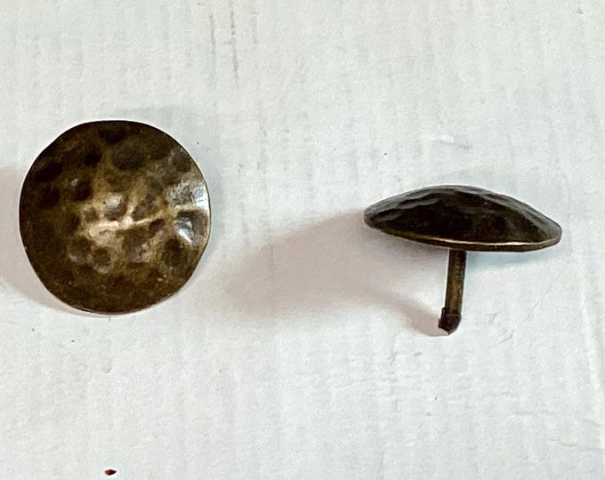 15 Antique Brass Decorative Nails,  Upholstery Nails. Upholstery Tacks. 112L
