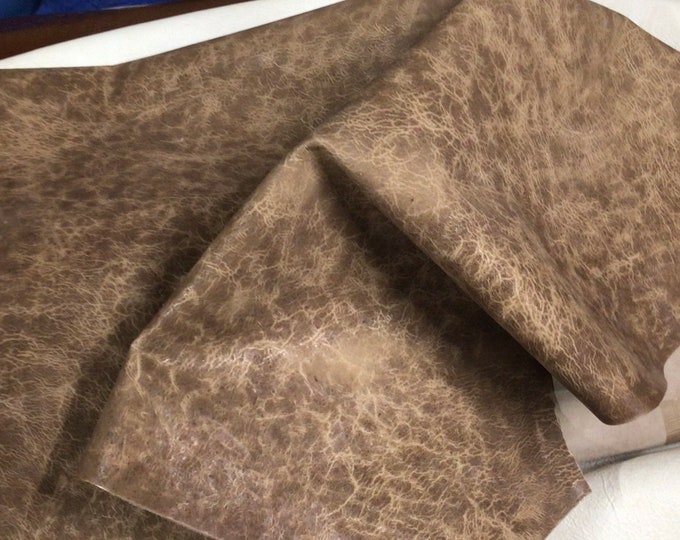 Mocha Brown Distressed Leather Lambskin.  LAMB6105
