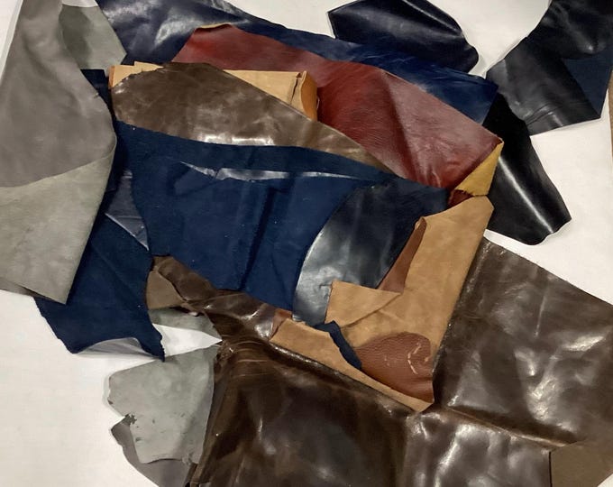 8 Leather Cowhide Remnants Leather Pieces. Scrap Leather DD2093