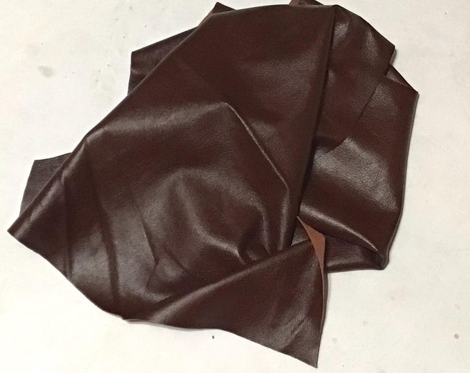 2 Pieces Brown Leather Cowhide Remnants, Leather Pieces. Crafting Leather. DR1966
