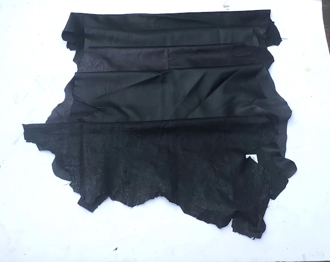 Black Lambskin Leather Hides - Soft, Pliable Crafting Leather (Set of 5). OSM9953
