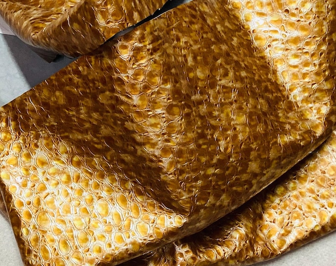Golden Embossed Pebbles Leather Cowhide Remnant,  LAC109