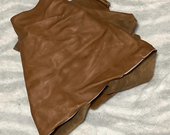 Muddy Brown Leather Cowhide Remnant.  SCR16