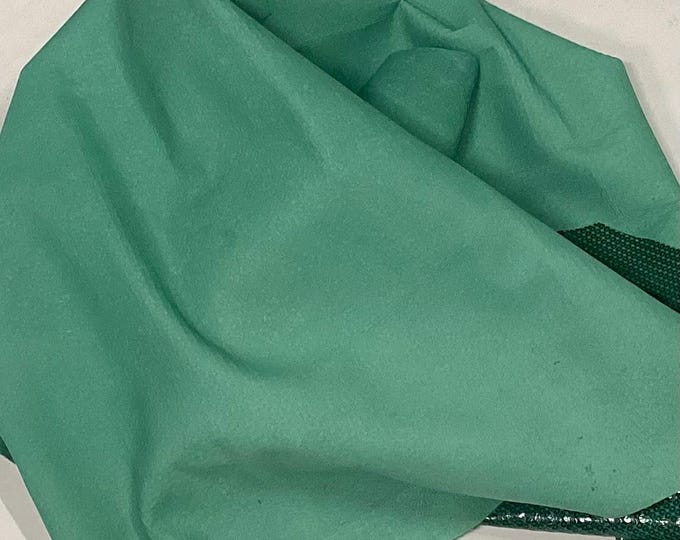 Mint Green Suede Leather Lambskins. Leather Hides,  Garment Leather,  Handbag Leather.  UL81