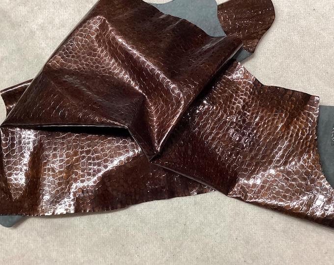 Golden Brown Embossed Leather acowhide Remnanr, crafting Leather,  LAC103