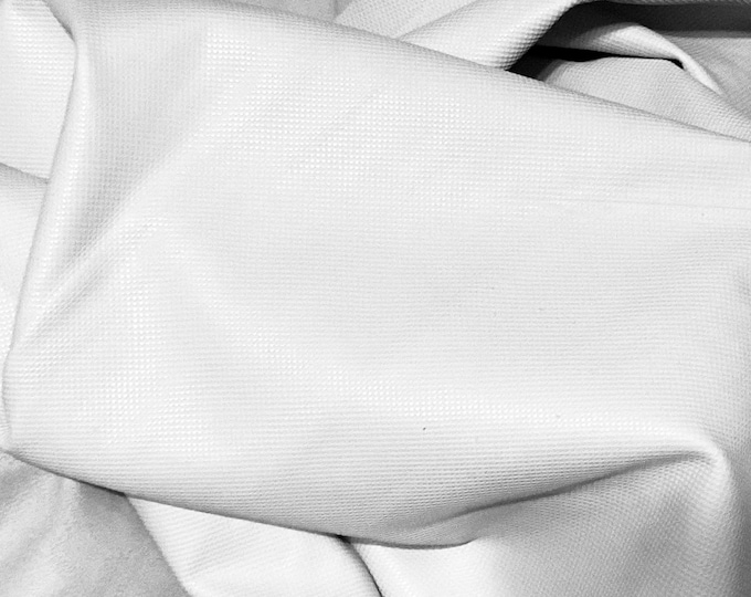 Embossed White Leather Cowhide Remnant.  Craft Leather.  CL69