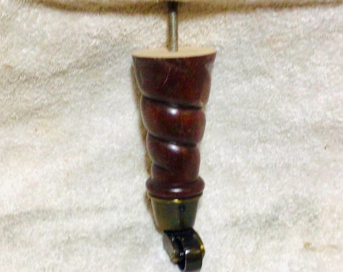 Mahogany Finish Wood Furniture Legs with Antique Casters - 7". 1331M