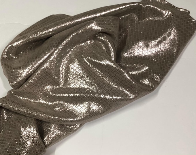 Shimmering Suede Looking Glass Tempting Taupe Leather Cowhides, TOWN10115