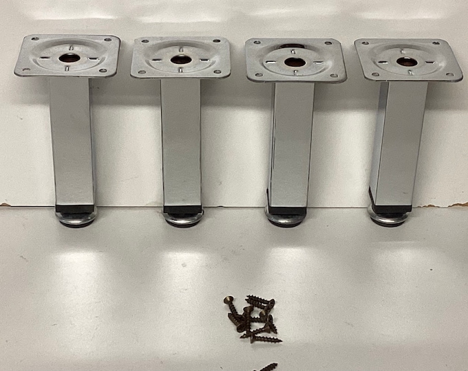 Nickel Plated Square Metal Furniture Legs with Adjustable Glides. LRQ2448A