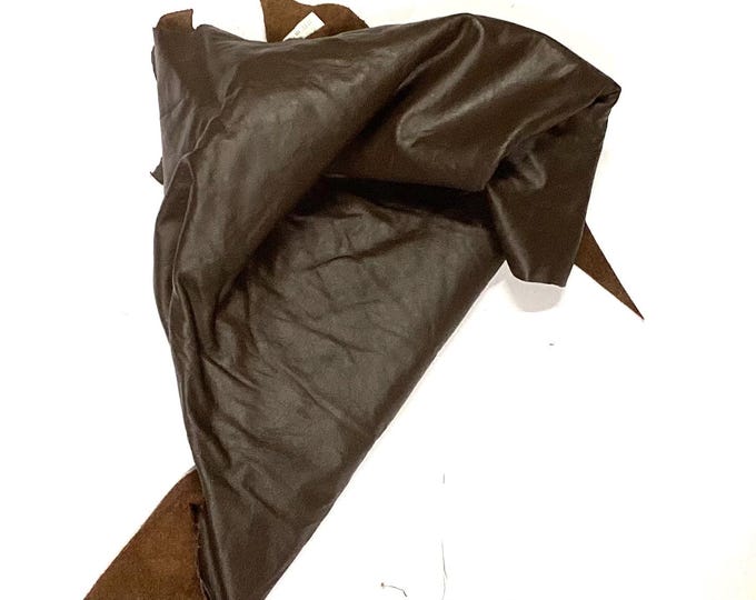 2Pieces Chocolate Milk Brown Leather Cowhide Remnant, HY711