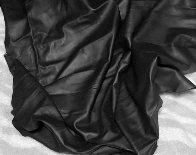 45 square feet Black Smooth Texture Leather Cowhide. Jacket Leather. Automotive. Upholstery. Garment. DEAL77