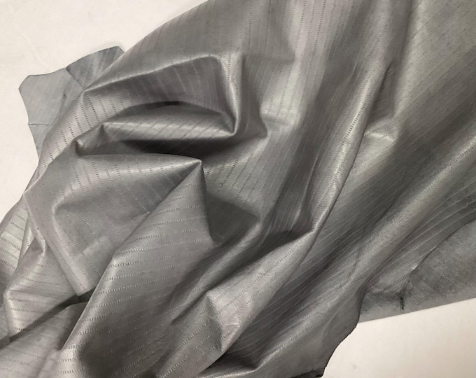 Gray Pin Stripe Leather Lambskin,  leather hides. Leather for clothing. Crafting leather. OSM656