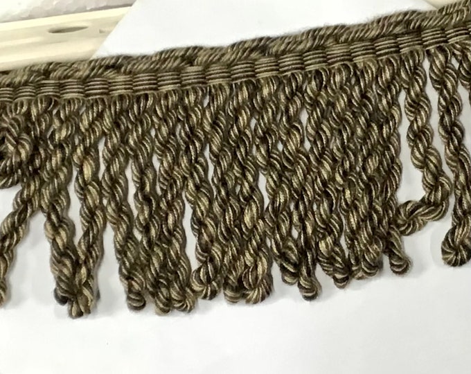 Green Tweed 3 Inch Bullion Fringe.  trim. home decor.  upholstery trim. W144
