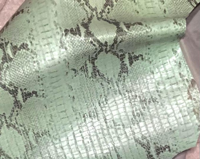 Pastel Green Embossed Python Leather Cowhide Remnant,  CL49