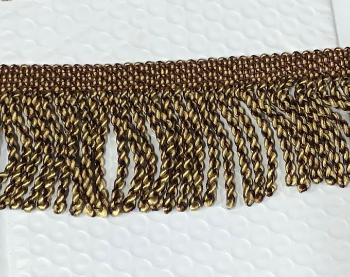 Gold and Brown 3 inch Knitted Bullion Fringe R16