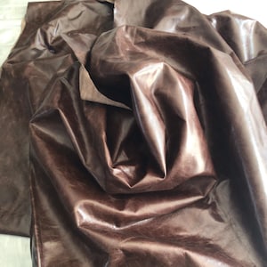Distressed Molasses Brown Leather Cowhides.  Upholstery Leather, automotive Leather, Garment Leather. CAR827