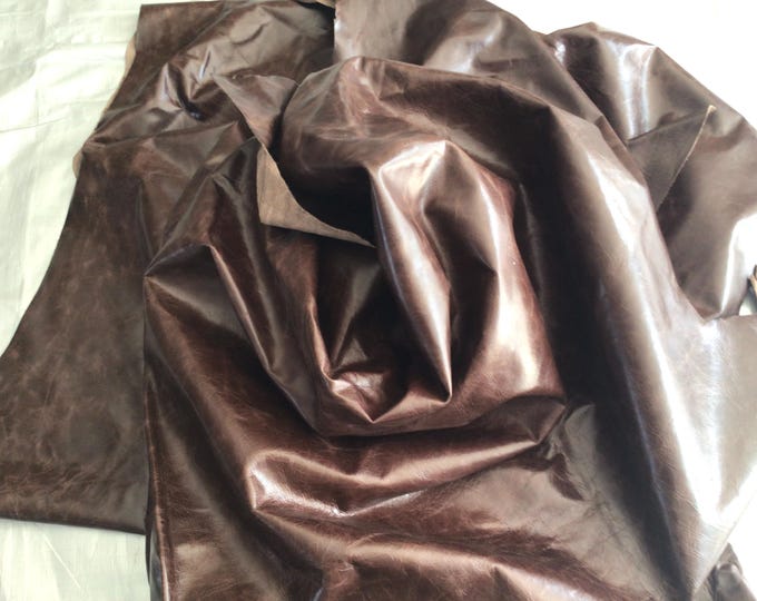 Distressed Molasses Brown Leather Cowhides.  Upholstery Leather, automotive Leather, Garment Leather. CAR827