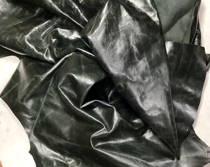 Black,distressed,Leather Cowhide Remnant.  Leather Hides, Cowhide. Upholstery Leather.  CL52537