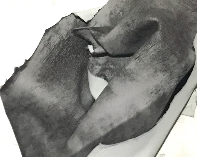Distressed Gray Leather Lambskin, Leather Hide. OSM66