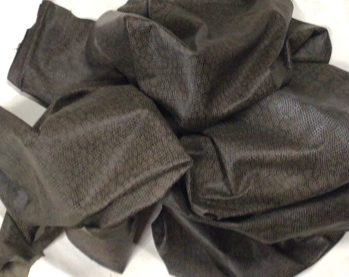 Brown Python Print Leather Lambskins.  LAMB7205