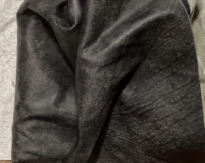 Distressed Black Leather Cowhide Pieces.  Leather Remnants.  Cowhide. Garment leather, upholstery Leather,  OCT3