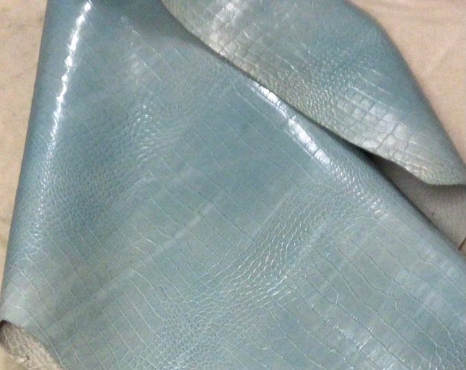 Baby Blue Embossed Gator Italian Leather Cowhide Partials,  DD4014