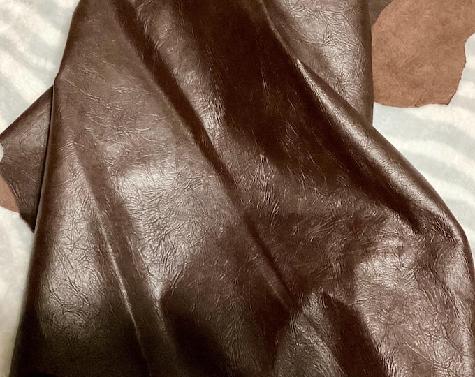 Brown Embossed Leather Calf Hide Remnant.  CL61