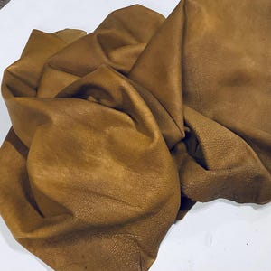 Distressed Brownish Orange Leather Cowhide Partial.  Half Hide. Leather Hides. Cowhides. BR879