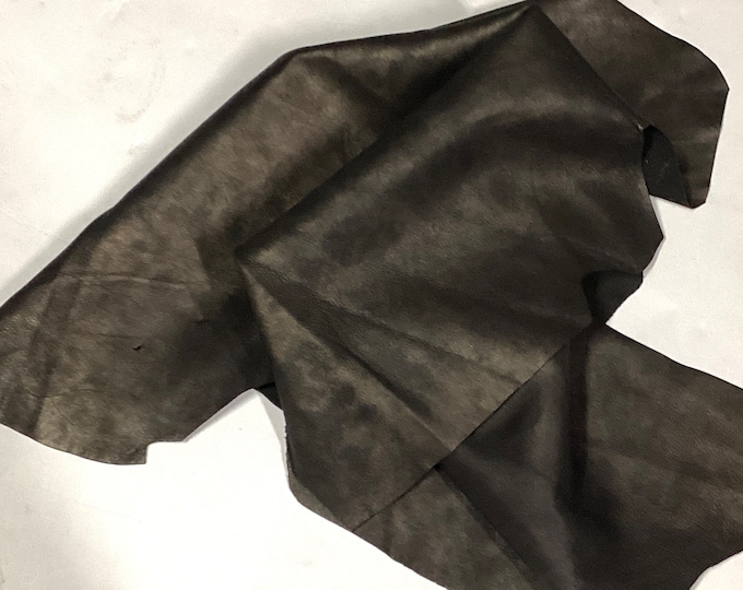 Bronze Distressed Leather Lambskin Remnant, Leather Hide,  FRE52