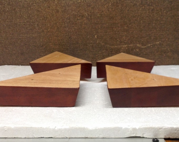 Package of 4 Asian Mahogany Finish Wooden Triangle Furniture Leg.  #1215