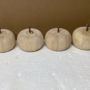 4 Unfinished Wooden Bun Furniture Legs: Chair Risers