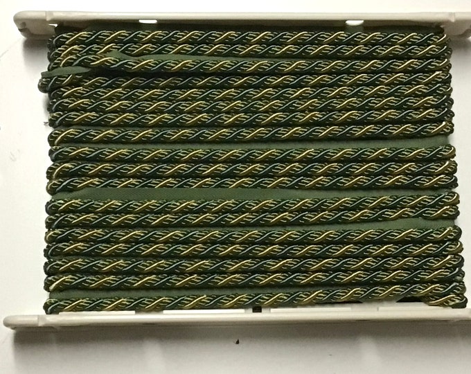 12 yards 3/8 inch gold, blue, and green cord with 3/8 inch lip. CLX04