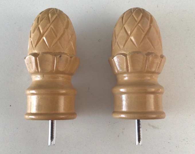 Package of 2 Beige Hard Plastic Decorative Finials. Drapery.  Window Accessories.  FN60