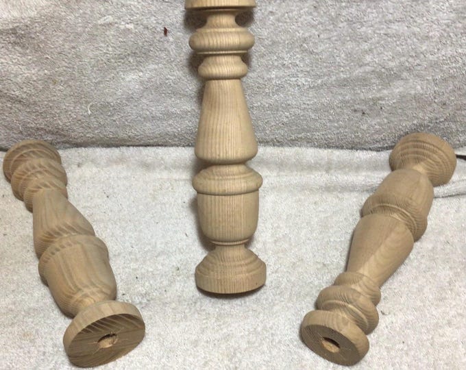 Unfinished  Oak Wooden Spindle, Leg, Finial, Candle Holder.  Home Decor. SP1217