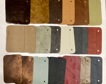 36 pieces, 18 colors, leather cowhide rectangles. leather hides, craft supplies.  FRES253