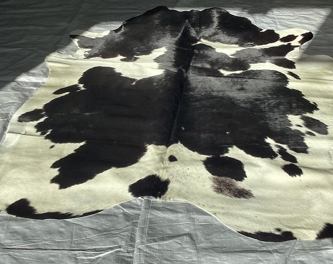 Black and White Hair on Cowhide Rug.  HOH857