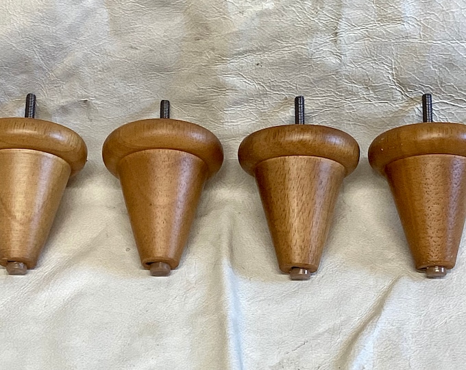 4 Inch Maple Finish Cone Wooden Furniture Legs.   Furniture feet.  Home Decor. Chair Risers.  DA1069