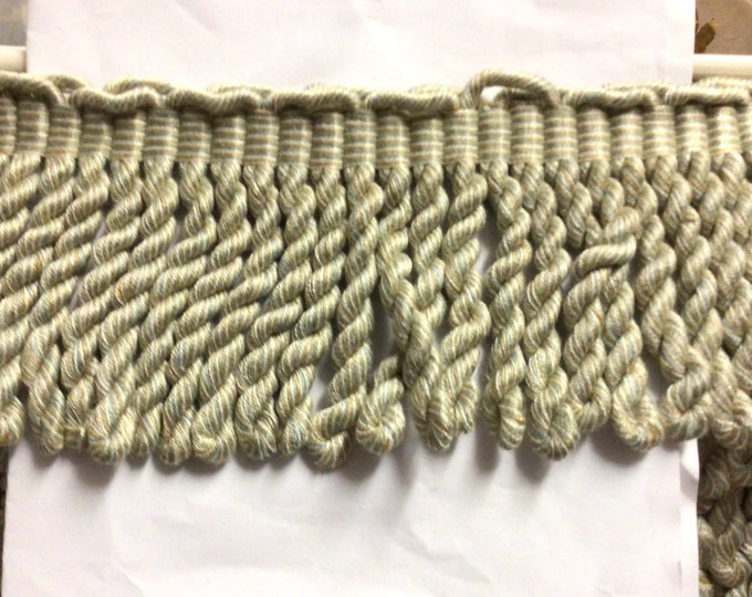3 inch Linen-Blue-Brown-White Bullion Fringe 18:Yards W184