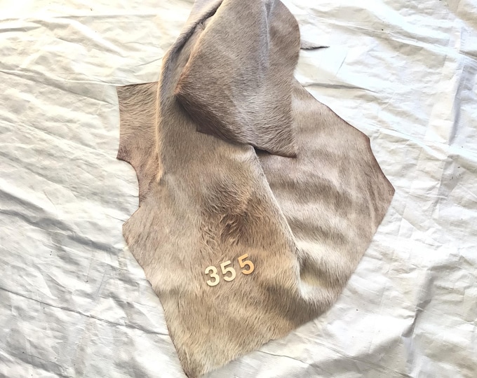Light Brown Hair On Cowhide Remnant, Accent Rug, Upholstery Leather. HOHR355