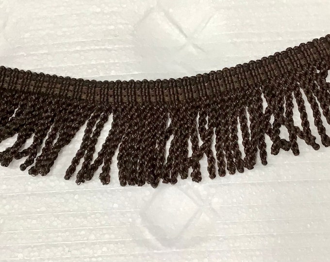 Chocolate Brown 3 Inch Knitted Bullion Fringe. Trim.  Upholstery Trim.  VNT27