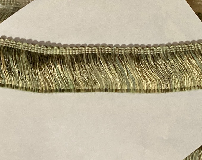 18 yards Green and Gold 2 Inch Brushed Fringe.  VVL04 vnt32