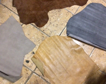 Cowhide Leather Remnants: Soft Matte Pieces (4 Pieces)