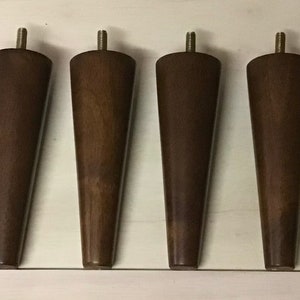 Walnut Stained 4 Inch Wooden Tapered Furniture Legs: Set of 2 or 4