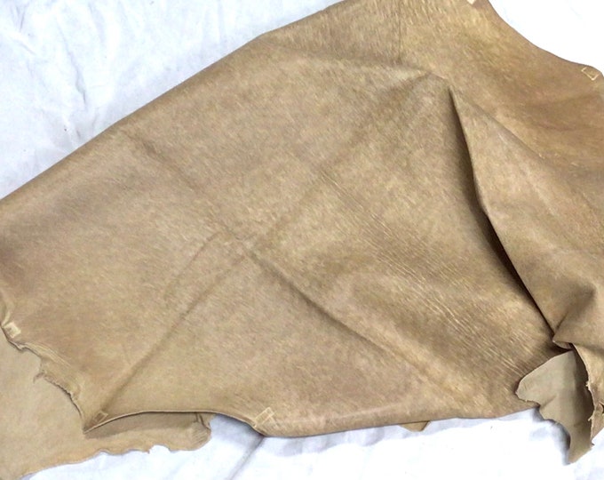 Antique Glazed Cornsilk Tan Distressed Leather Lambskins.  TOWN576